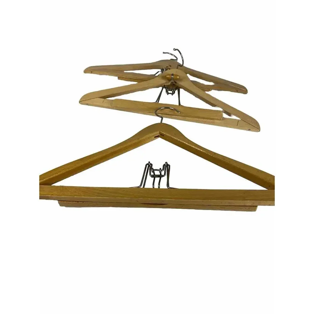 3 Vtg Wood Suit Jacket Hanger Trouser Clamp Diplomat Maple Lot